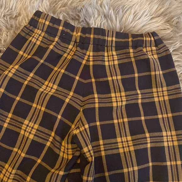 Wilfred Darontal Pants Plaid Brown Yellow Check Cropped Ankle Length - Picture 9 of 11